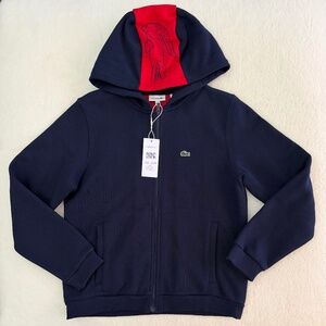 Lacoste Kids Hoodie Navy Blue with Red